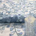 Bleu ciel Afrique Dentelle Tissu Fleur Broderie Dentelle